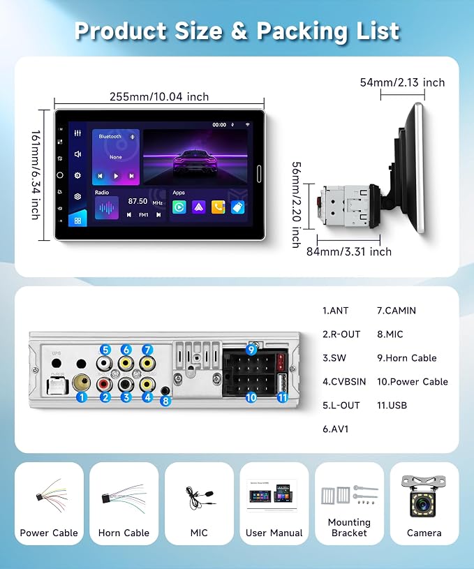 Radio para auto con pantalla táctil de 10.1 pulgadas miniatura 7
