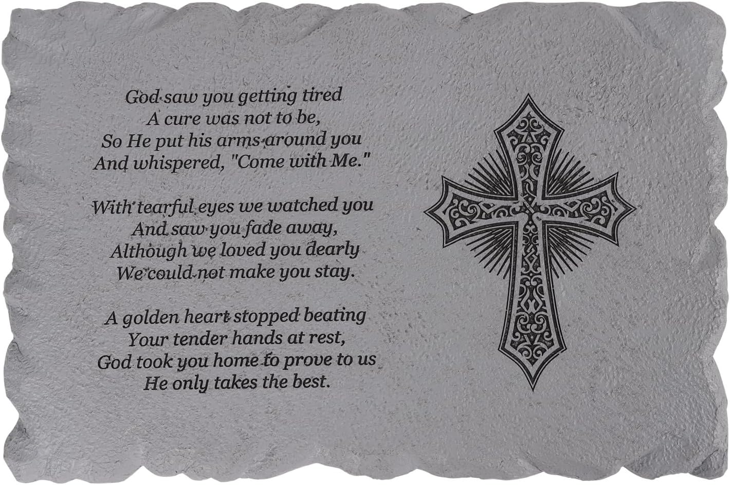Amazon.com: 11.8 inches Long Cross Polyresin Memorial Garden Stone ...