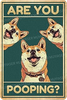 Metal Signs Shiba Inu Dog Are You Pooping Vintage Signs Retro Aluminum Tin Sign for Toilet Washroom Garden Home Bar Cafe Decor 8x12 Inch