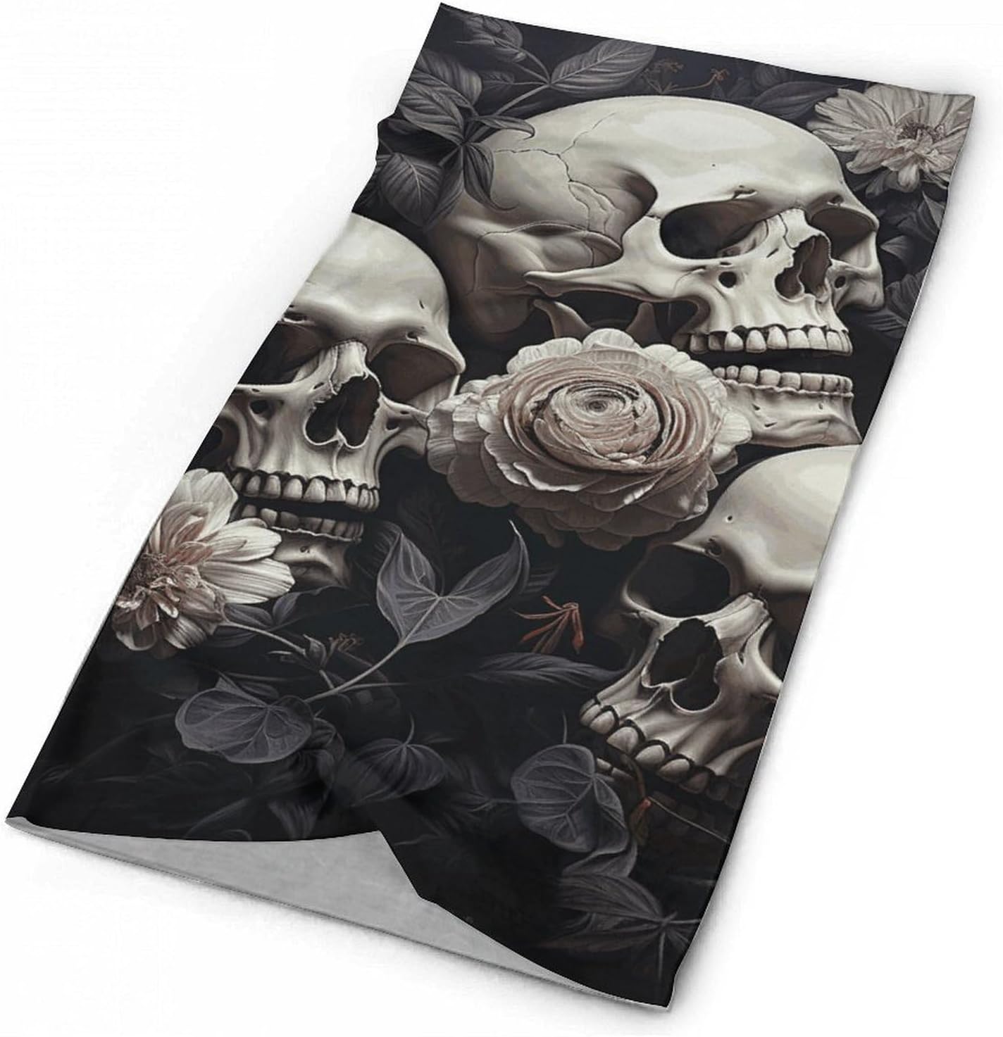 Upf 50+ Fishing Neck Gaiter Breathable Balaclava Half Face Mask Quick Dry Neckscarf Ski Mask Windproof Flowers And Skull Face Covering for Sun Protection Outdoor