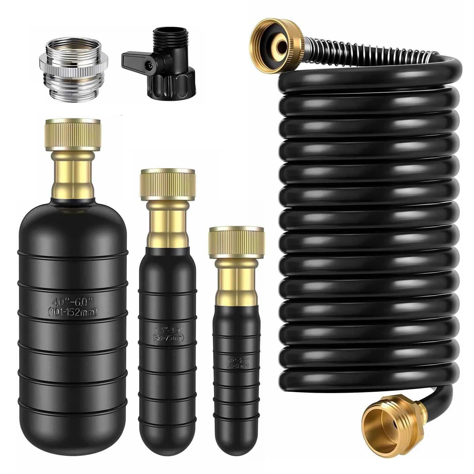 Jazuaiao Black Brass Water Faucet Connector With Adjustable Hose Length Fit For Gardening Irrigation Leakproof Abs Drain Set Quick Connection Faucet Adapter Multipurpose Hose Set Garden Adapter