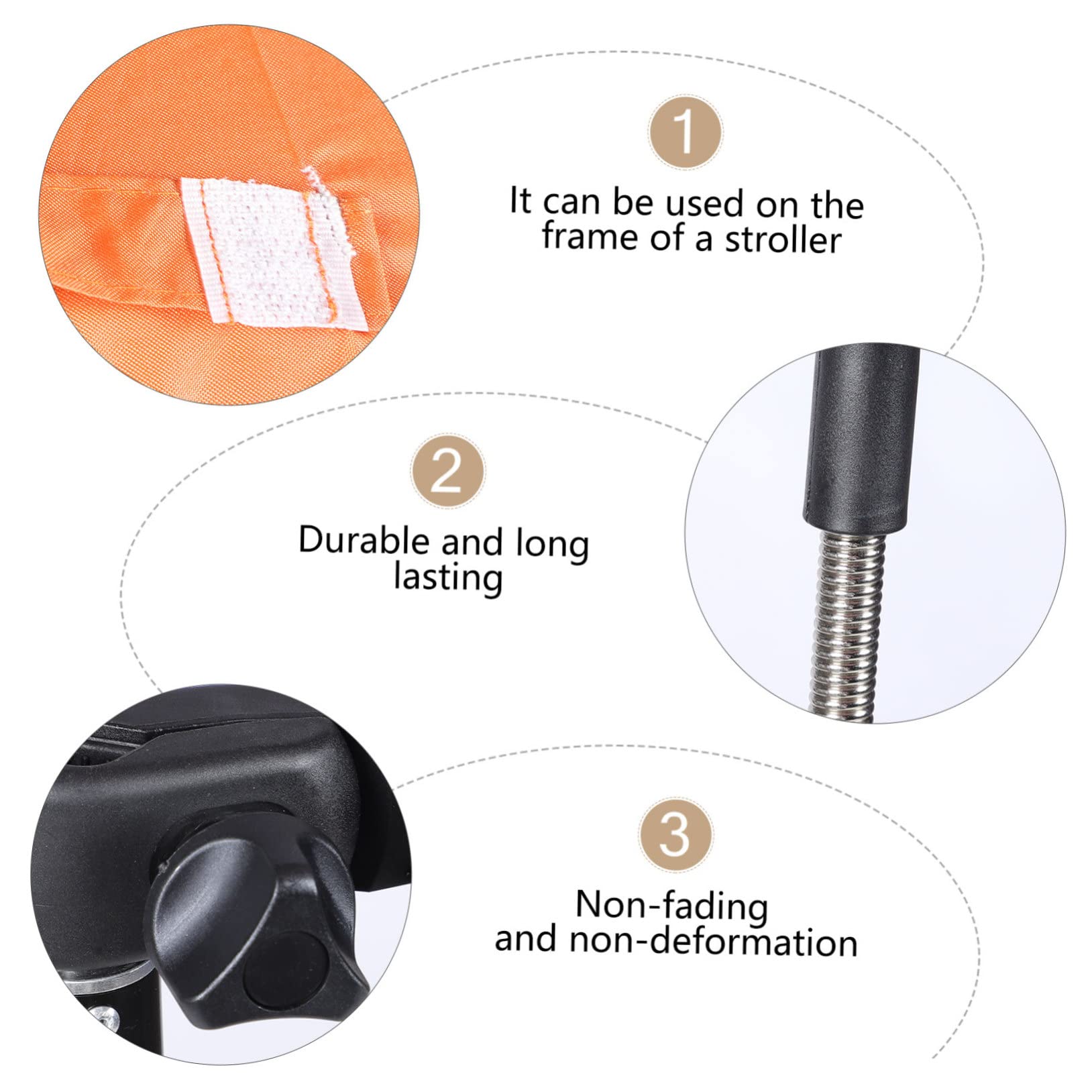 4piezas Sombrilla Para Cochecito De Parasol Uv Protección Solar Clip Compatible Sillas De Paseo y Extraíble