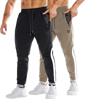 Men's 3-Zip Gym Track Pants,2 Pack Mesh Leg Casual Workout Sports Joggers Pants Athletic Running Sweatpants with Pockets
