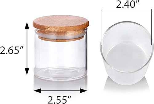 Miniatura 2 de JUVITUS Tarros de vidrio de borosilicato de 4 onzas con tapas de bambú (paquete de 6)
