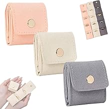 Mini Travel Jewellery Bag, Portable Foldable Organiser Pouch for Rings, Earrings and Small Accessories, 3 Pack
