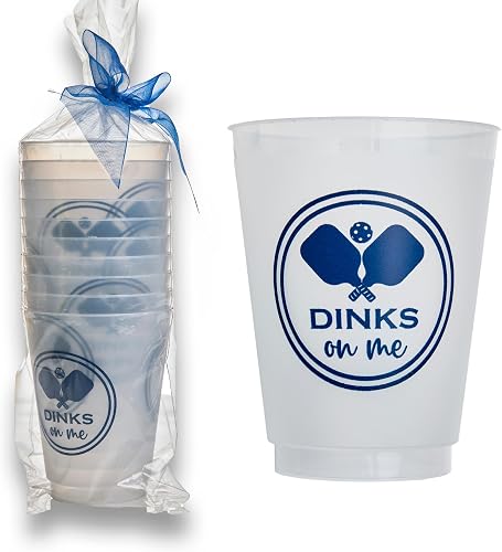 Pickleball Roadie Cups - 10 Pack 16 oz Reusable Frosted Shatterproof Plastic Cups with Fun Themed Designs - Pickleball Cup Perfect for Party, Tournaments, and Gifts