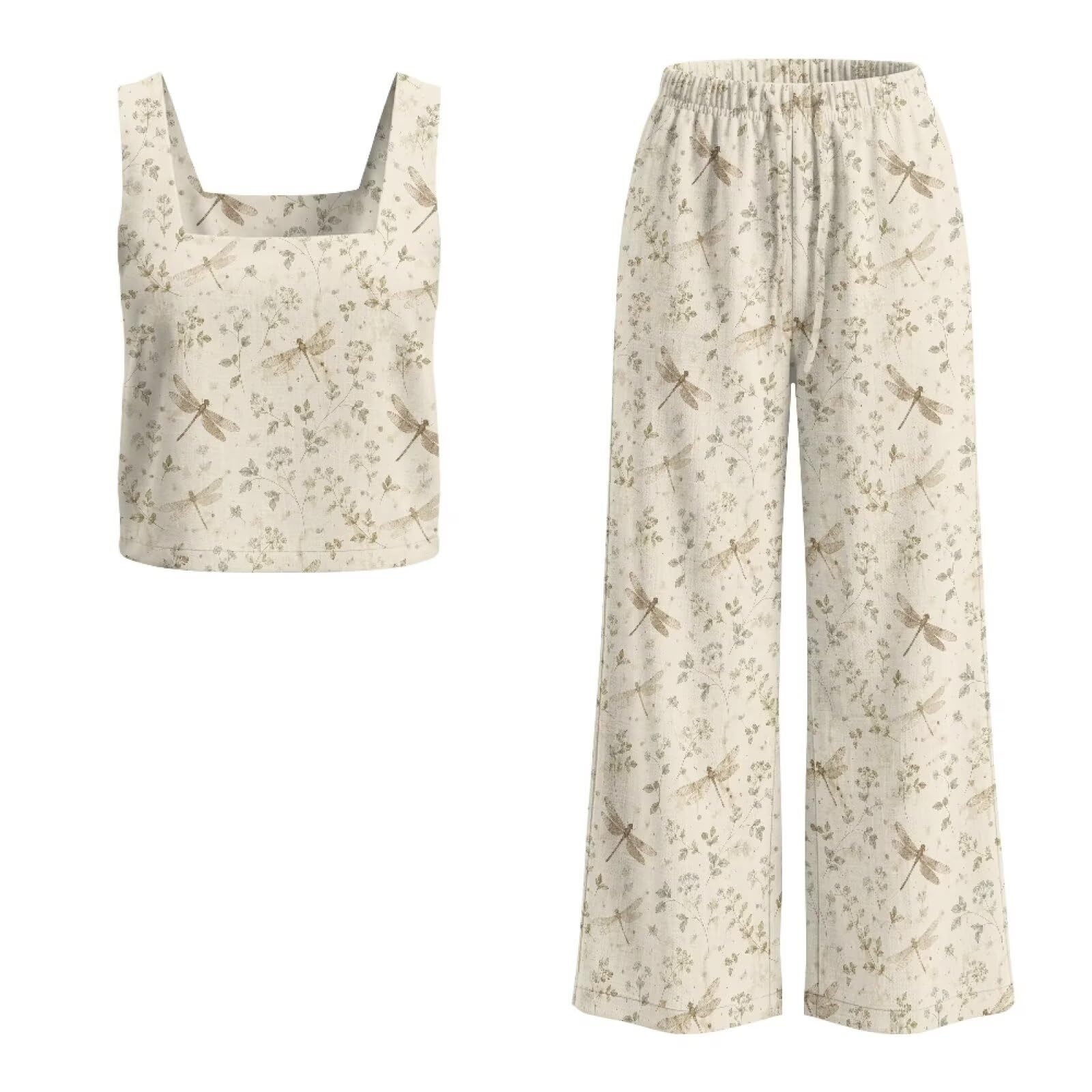 Xoenoiee Set di due pezzi da donna con canottiera e pantaloni, abiti estivi abbinati per spiaggia e vacanze