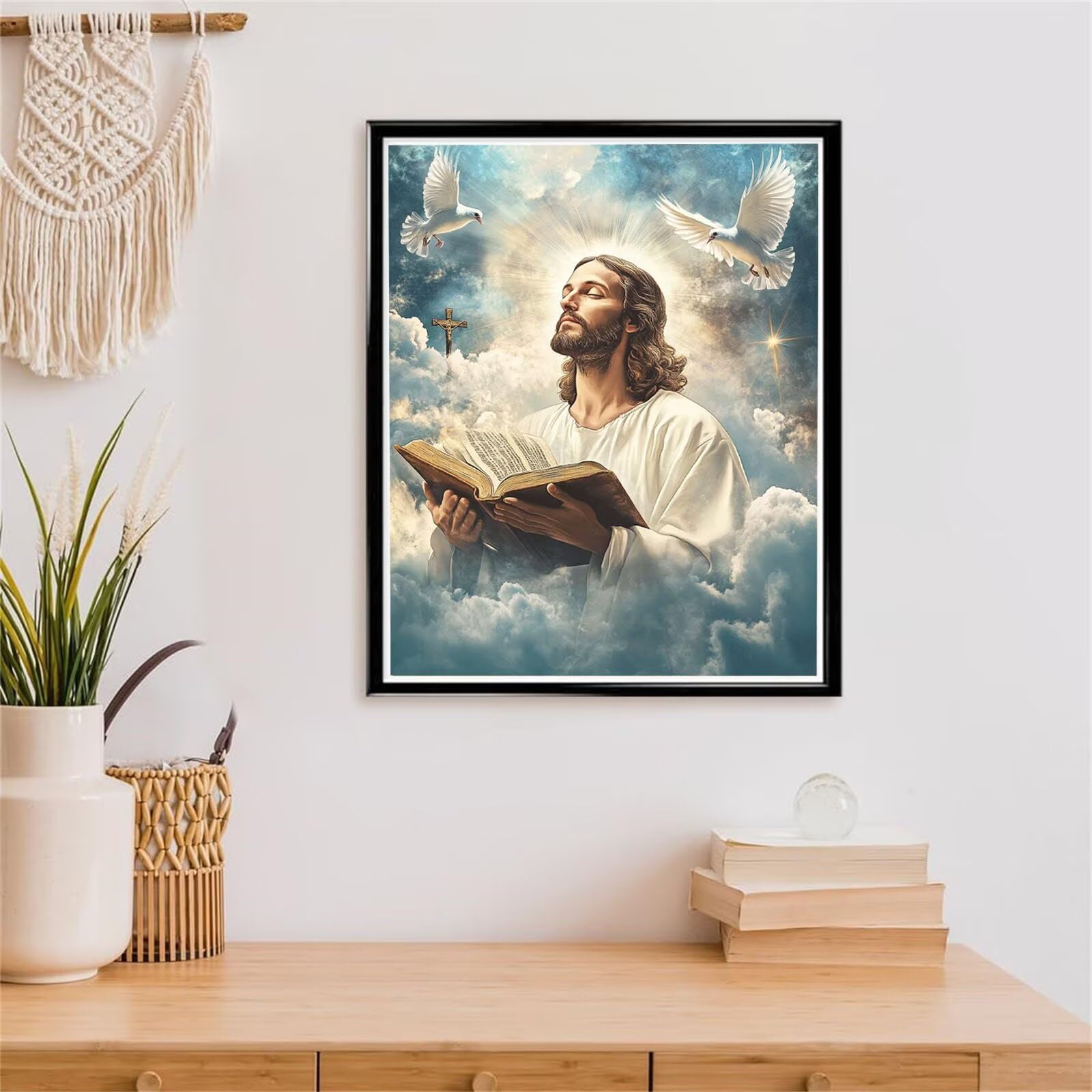 Man White Doves Diamond Art, 5D diamentowy obraz haft krzyżykowy zestawy rzemieślnicze do sztuki kryształowej, rękodzieło DIY dla dorosłych początkujących kompletny zestaw, prezenty dla dziewcząt