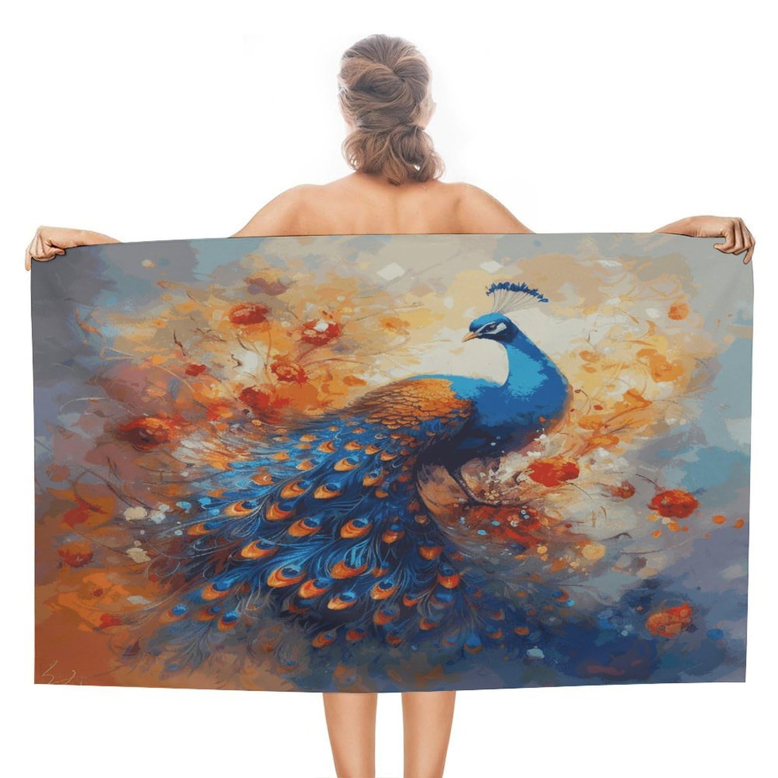 FekiLoot Peacock2 Beach Towel Absorbent & Quick Dry Pool Towels 31 X 51 Inches Extra Large Sandfree Beach Blanket Towels Soft Lightweight Travel Towel for Swim Yoga Camping