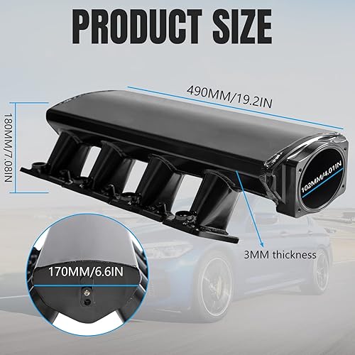 Miniatura 2 de YIUIY Para LS Colector de admisión de perfil bajo con puerto catedral de 102 mm compatible con Chevy GMC Pontiac LS1 LS2 LS6 de chapa de metal