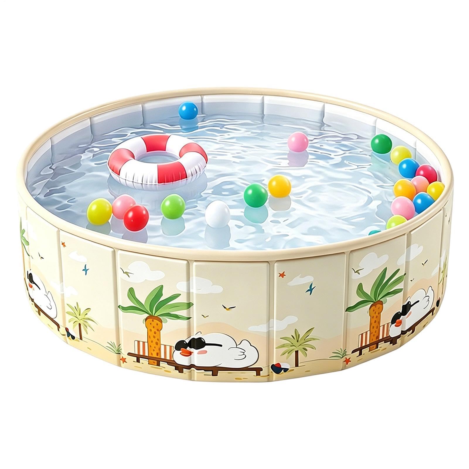 Faltbarer Haustierpool - Rutschfeste Hundebadewanne Faltbarer Planschbecken für Kinder, tragbar, PVC-Material, schnelle Installation, Drainageverschluss