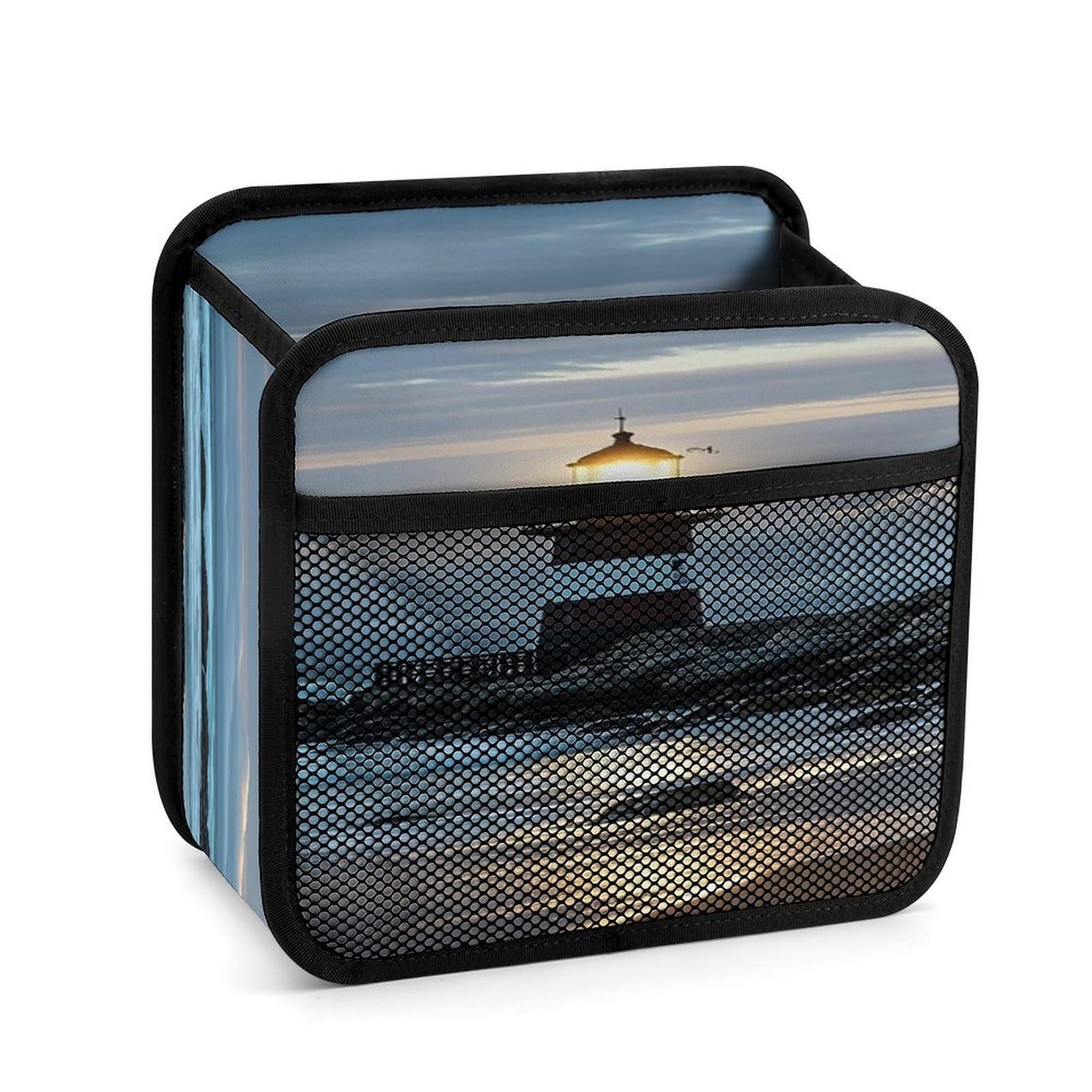 FekiLoot Sea Lighthouse Backseat Car Organizer - Premium PU Leather Hanging Car Seat Organizer with Storage Mesh Pockets, Large Capacity Car Backseat Organizer Travel Accessories