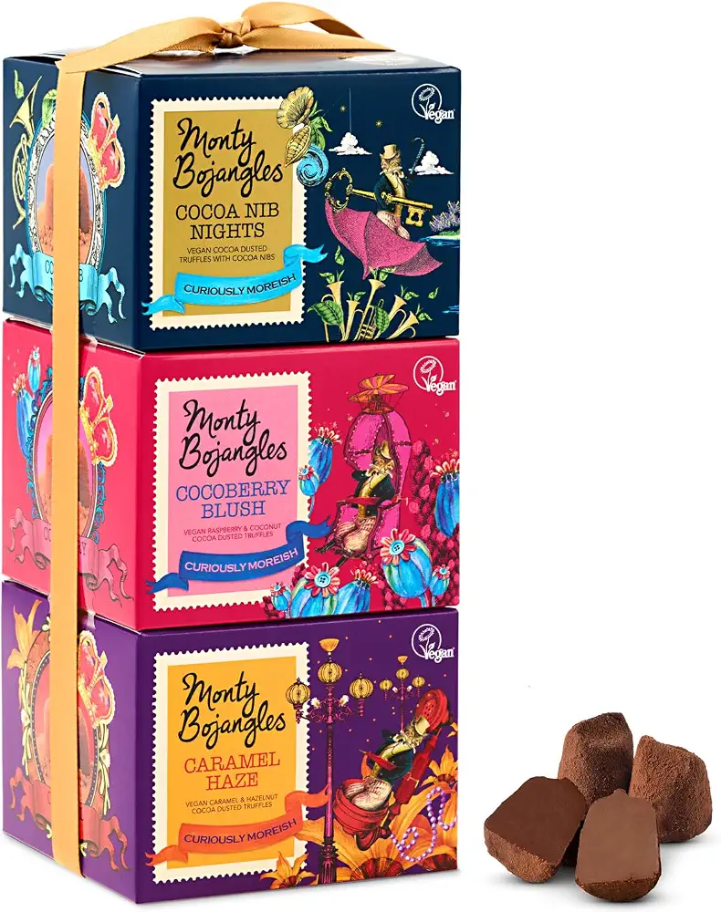 Vegane Schokotrüffel im Geschenkturm, 3 Sorten à 100 g, Foto 1