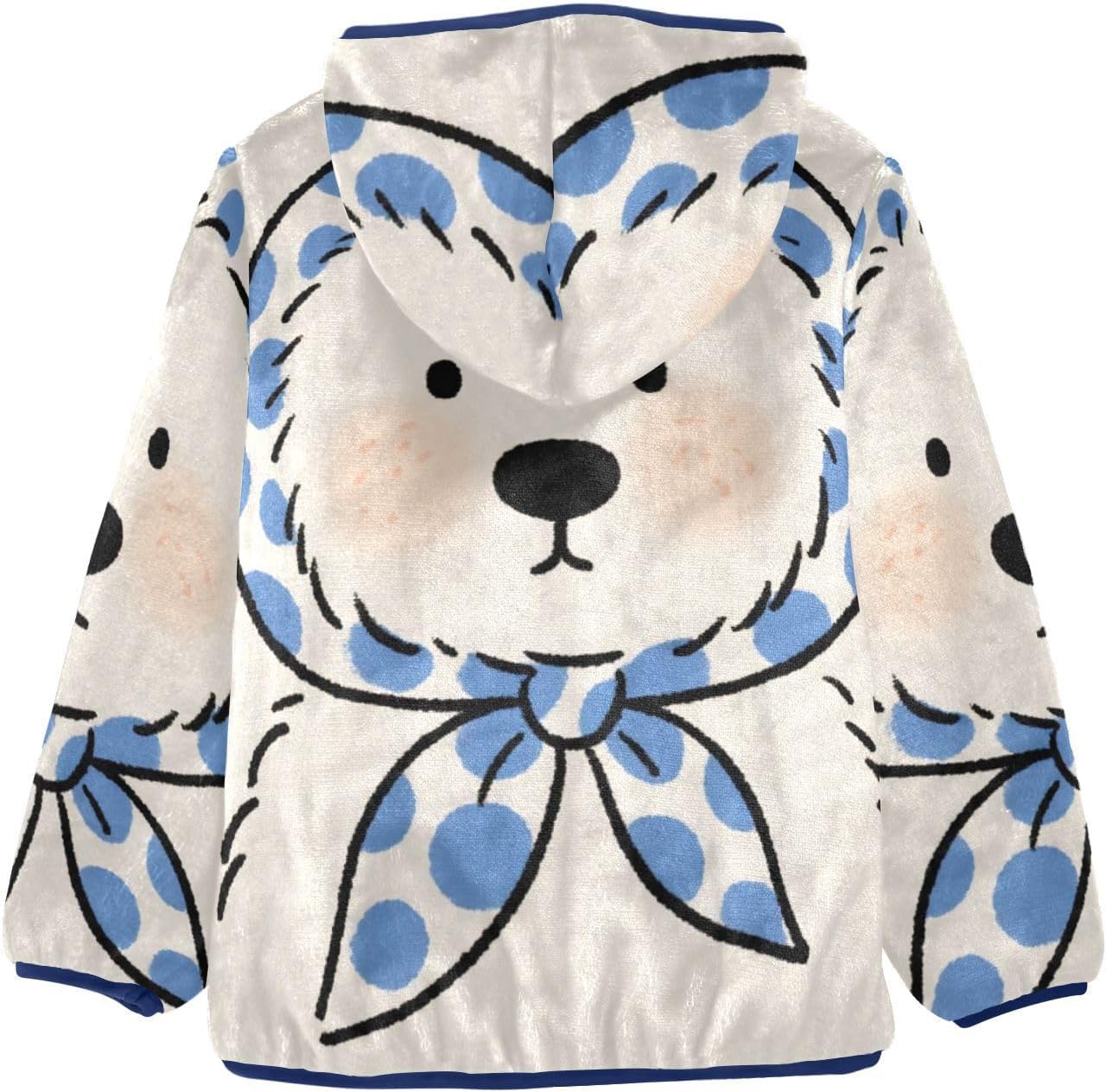 Cute Cartoon White Dog Toddler Hooded Jackets Outerwear Jackets & Coats Navy Blue Baby Boy Zipper Hoodie