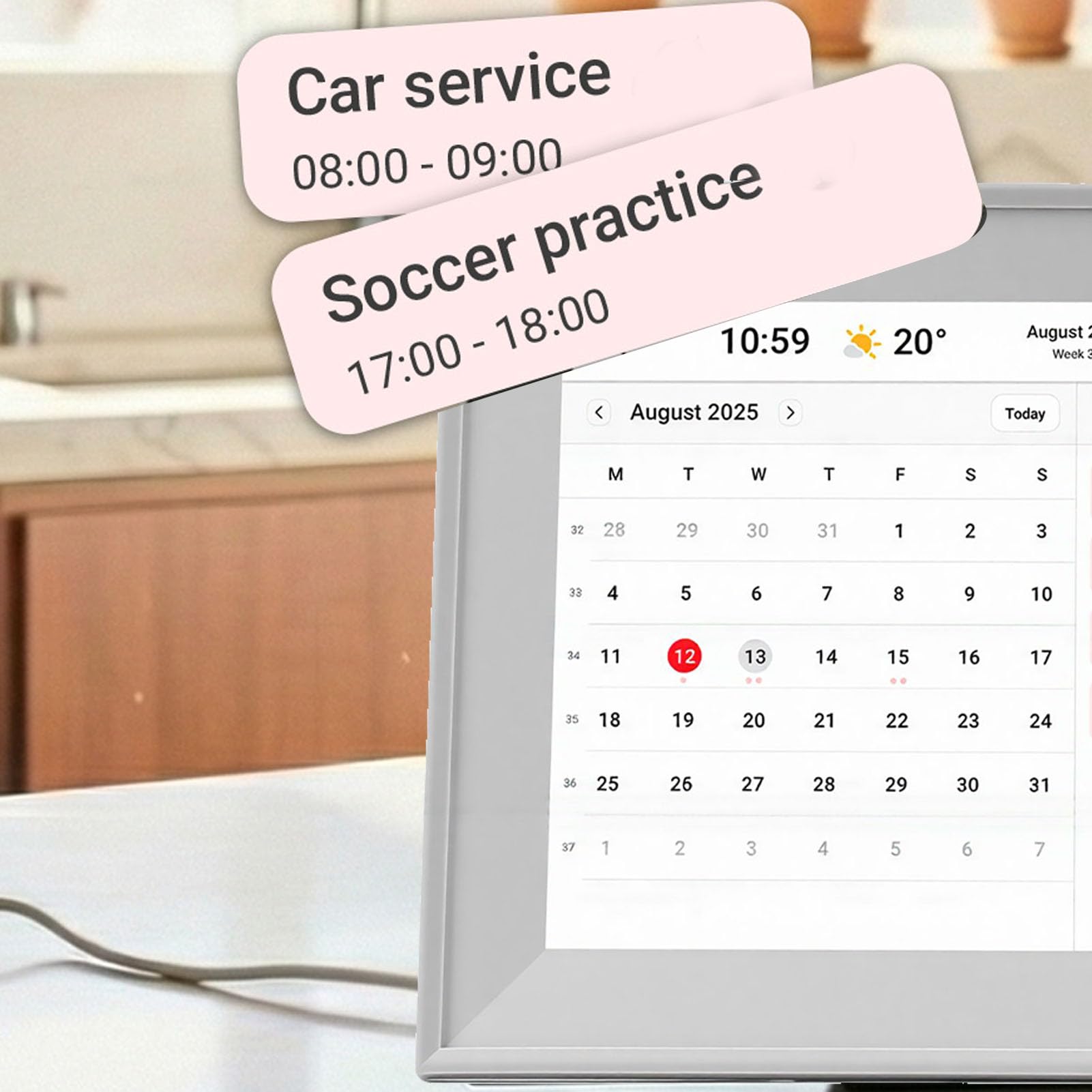 Garosa Calendario da Parete Touchscreen da 10,1 Pollici, Cornice Digitale | Calendario Digitale Smart per la Famiglia, Organizer Domestico con Sync