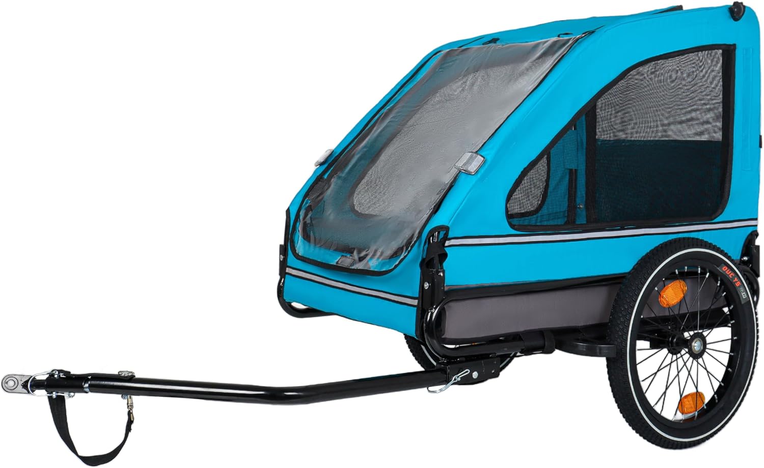 Pet Bike Trailer for Dogs: Blue Folding Pet Cart with Mesh Windows & Safety Flag - Steel Frame Bicycle Trailer for Urban Couples & Medium Pets Weekend Cycling Dates