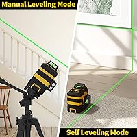 Vista 7 de IKOVWUK Laser Level, 3x360° Cross Line Laser for Construction and Picture Hanging, 12 Green Lasers with Self-leveling, 3D Vertical & Horizontal