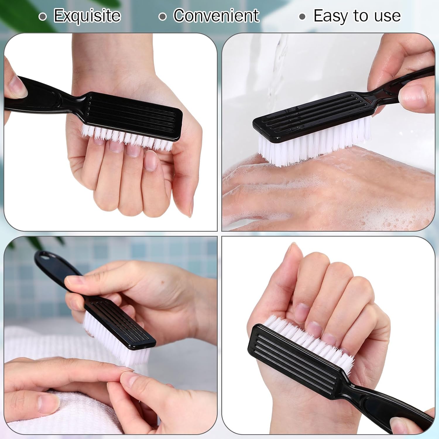 Patelai 200 Pcs Handle Grip Nail Brush Bulk Fingernail Brushes Pedicure Brush for Feet, Toes and Cleaning Fingernail(Black)