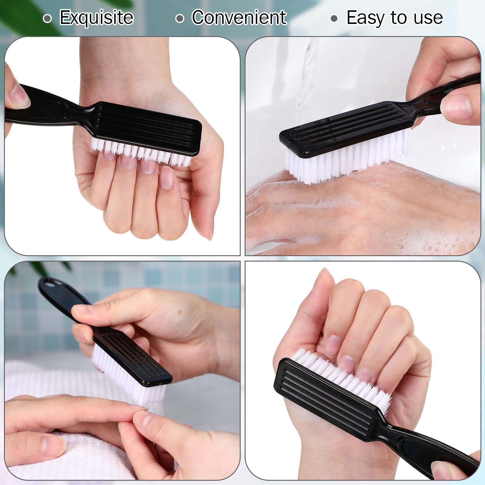 Patelai 100 pennelli per unghie con impugnatura per la pulizia di unghie e dita dei piedi, per manicure e pedicure (nero)