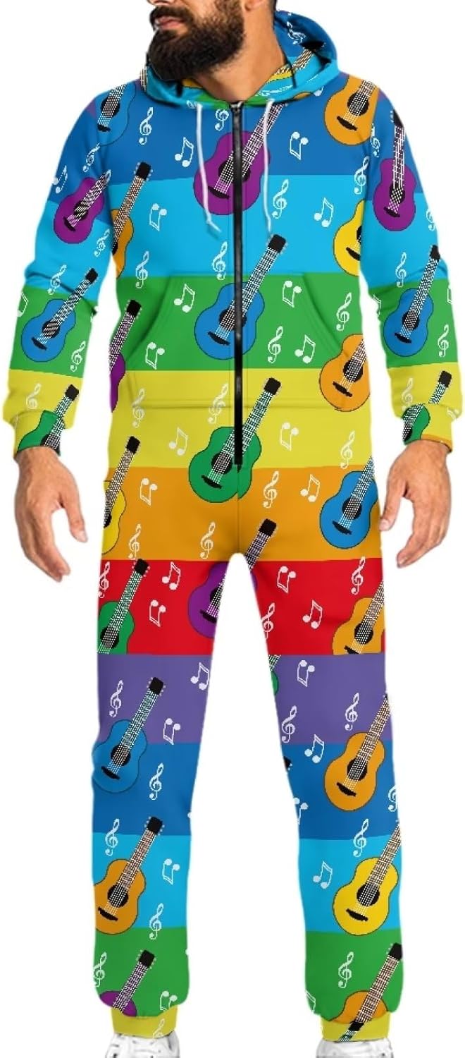One-Piece Pajamas for Adult Long Sleeve Front Pocket Sleepwear Novelty Nightwear Romper Loungewear Bodysuits S-4XL