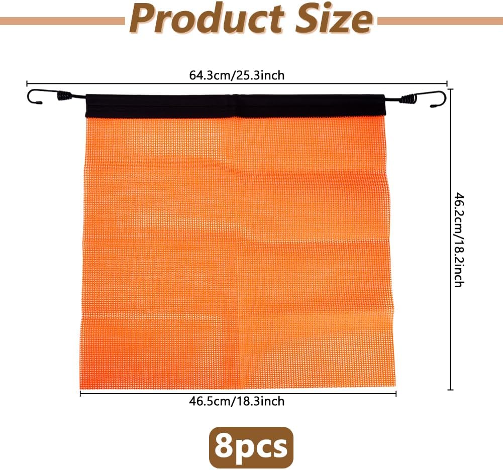DICOSMETIC 8Pcs Safety Flag Set Orange Red Mesh Warning Flags with Hook Oversize Traffic Safety Flag Sign for Trailer Pilot Cars 46.5x46.2cm (18x18in)
