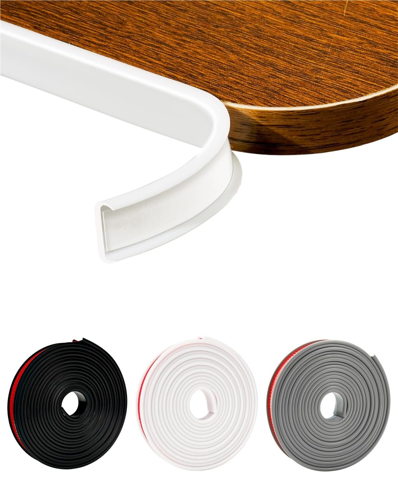 Puaisjn One Color U-Shape Flexible Furniture Edge Banding, Tpe U-Shape Flexible Furniture Edge Banding Self-Adhesive White 16.4Ft 9-40Mm(9Mm)