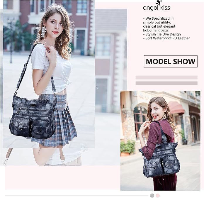 Angelkiss Purses Handbags for Women PU Tote Satchel Bags for Women Pockets Shoulder Bags...