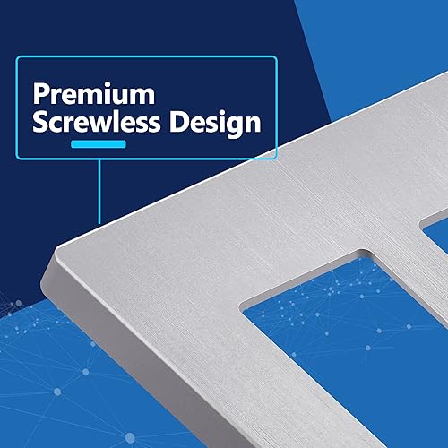 Miniatura 267 de LIDER - Cubierta decorativa de interruptor doble con acabado mate, placa de pared sin tornillos, tamaño mediano, 2 bandas, 4.88 x 4.92 pulgadas