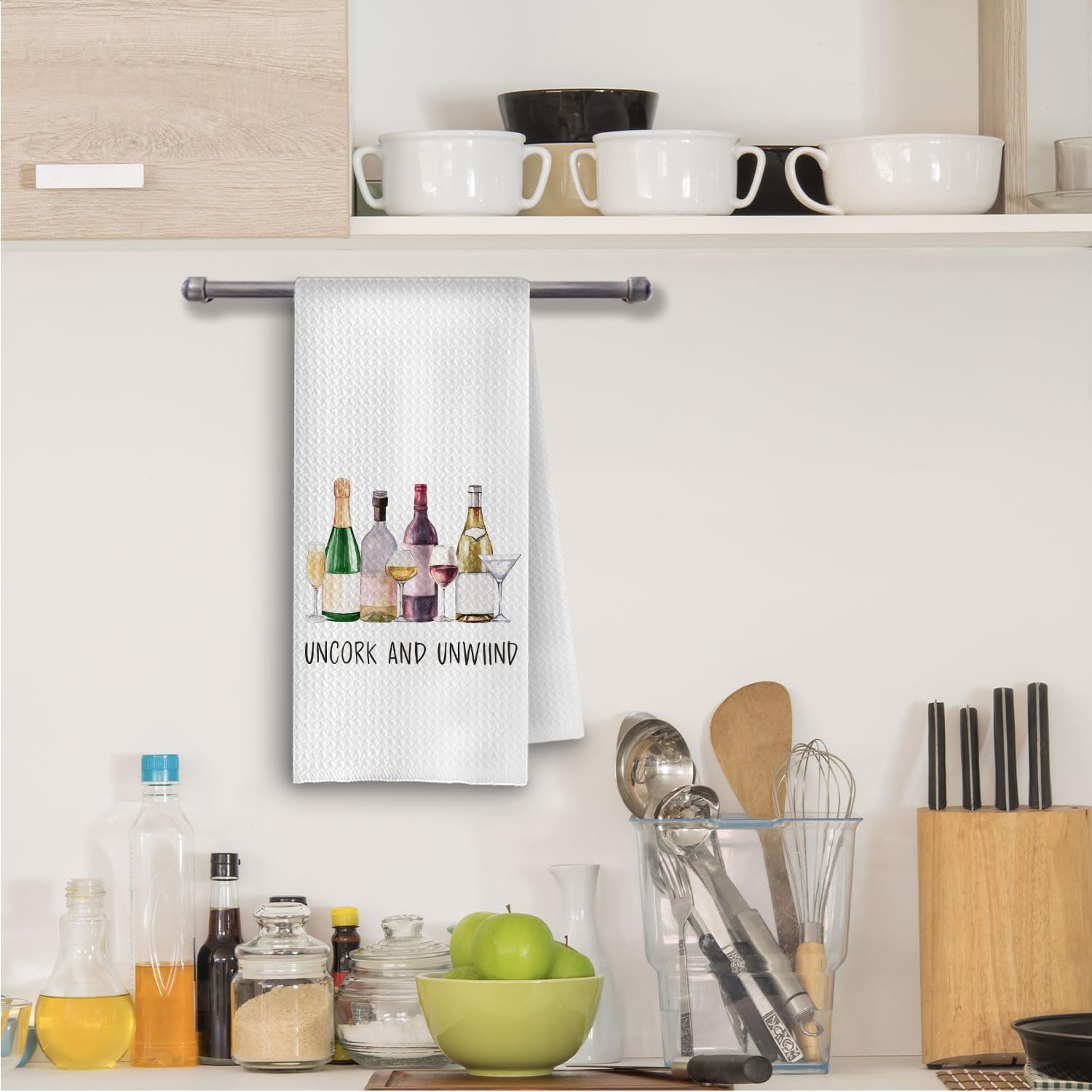 Wine Kitchen Towels, Gifts for Champagne Lovers Hand Towels for Bathroom, Wine Lover Gifts for Women Men Dish Tea Towel for Kitchen Bar Cart, 16x24 Inch - Image 3