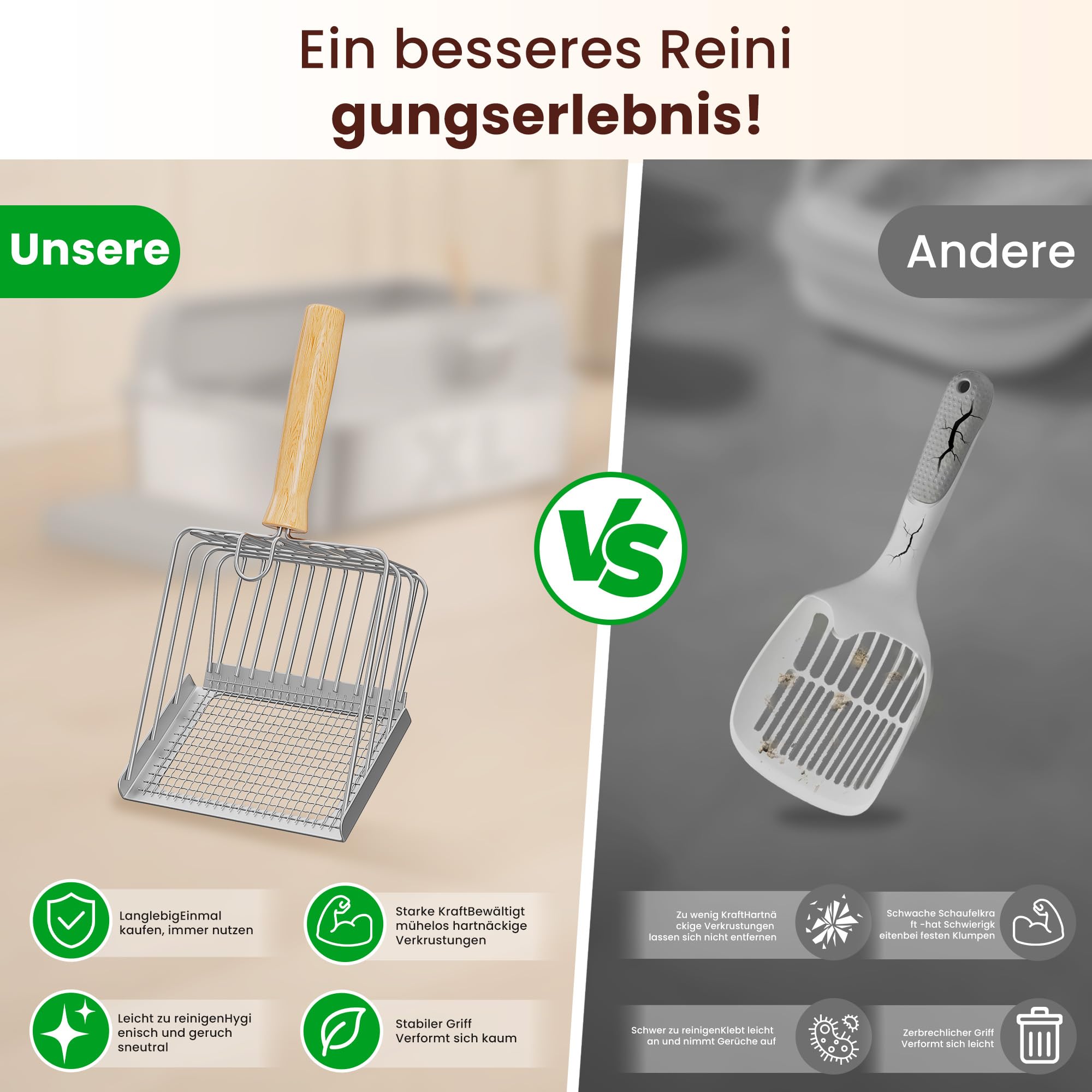 Katzenklo Edelstahl, Katzentoilette Groß XL mit Metall Schaufel, 40L Katzenklo mit Abnehmbares Hoher Rand, Halbgeschlossene Katzentoilette Metall für Katzen, Leicht zu Reinigen, Geruchsfrei
