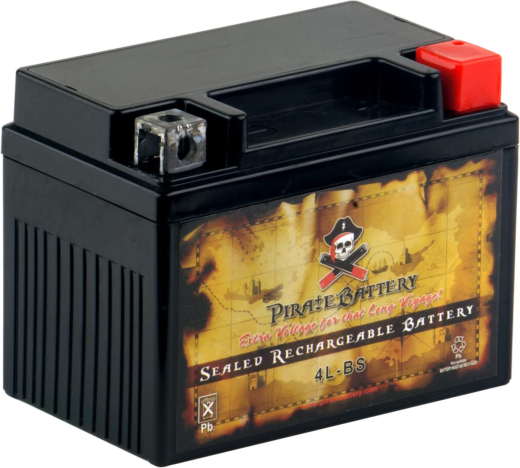 Pirate Battery - YTX4L-BS High Performance - Maintenance Free - Sealed AGM Motorcycle Battery