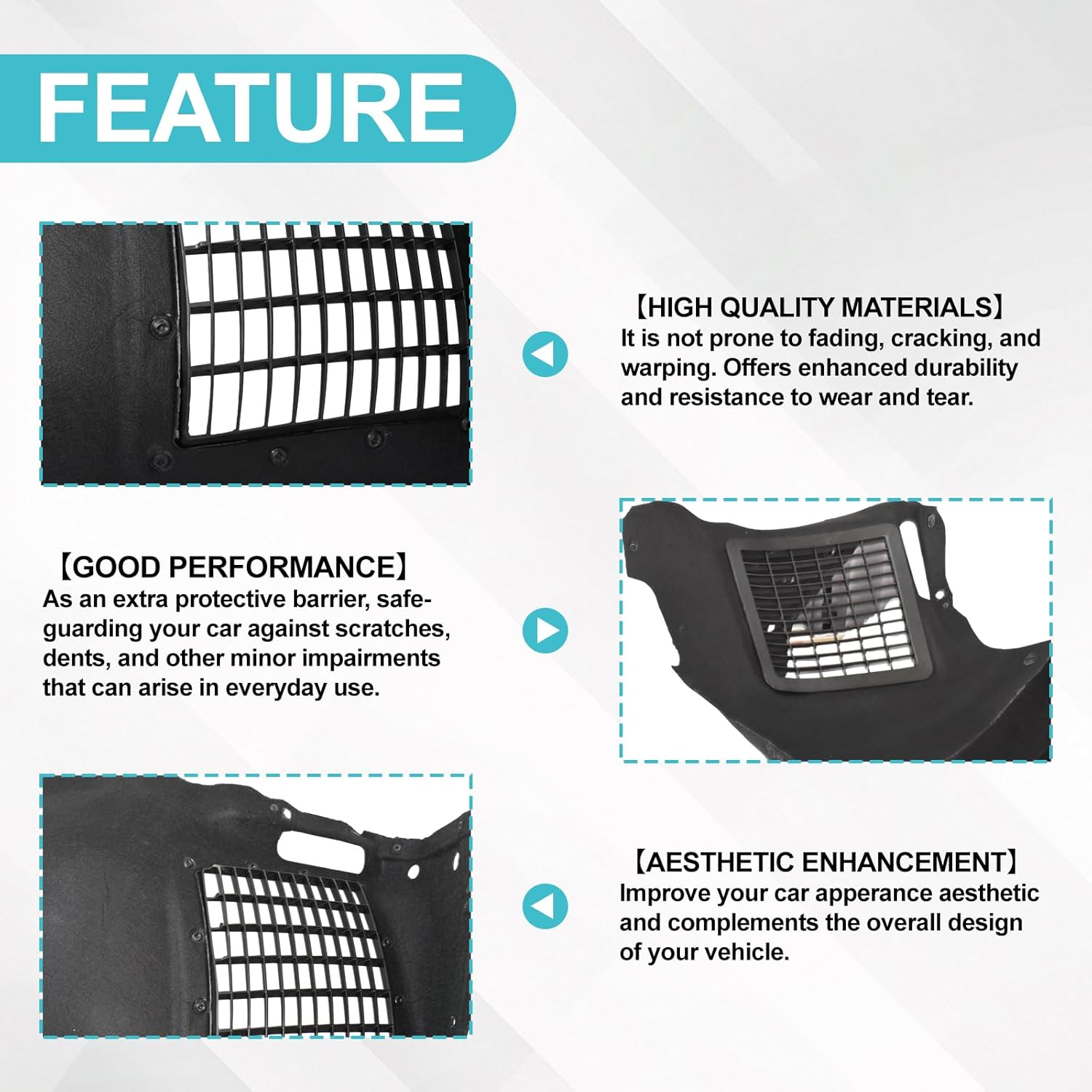 2PCS Front Fender Liner Inner Panel Left & Right Side Compatible with 2016-2024 Chevy Camaro Replacement for GM1248296 GM1249296 84922604 84922606