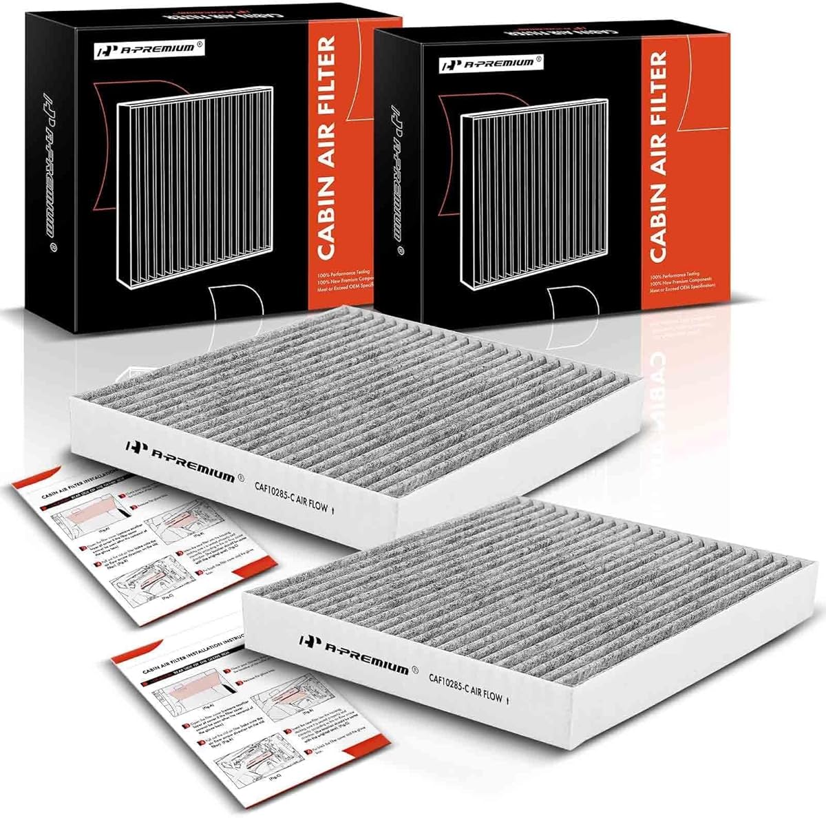 A-Premium 2-PC Cabin Air Filter with Activated Carbon, Compatible with Toyota Camry, RAV4, Highlander, Corolla, 4Runner, Tundra, Prius, Sienna & Lexus & Scion & Subaru & Jaguar