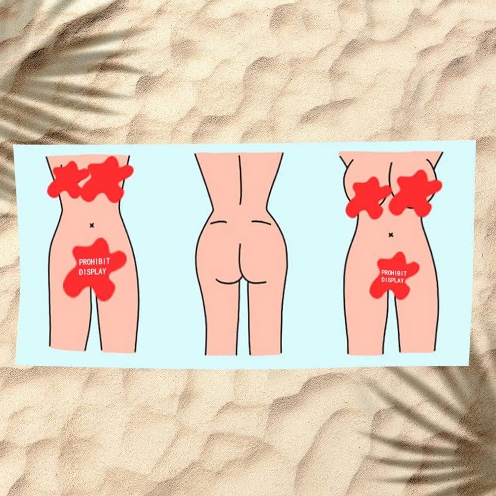 Beach Towel, Sexy Nude Woman Men Cartoon Towels Microfiber Bath Towel Quickly Absorbent Beach Blanket Naked Swimming Beach Towel