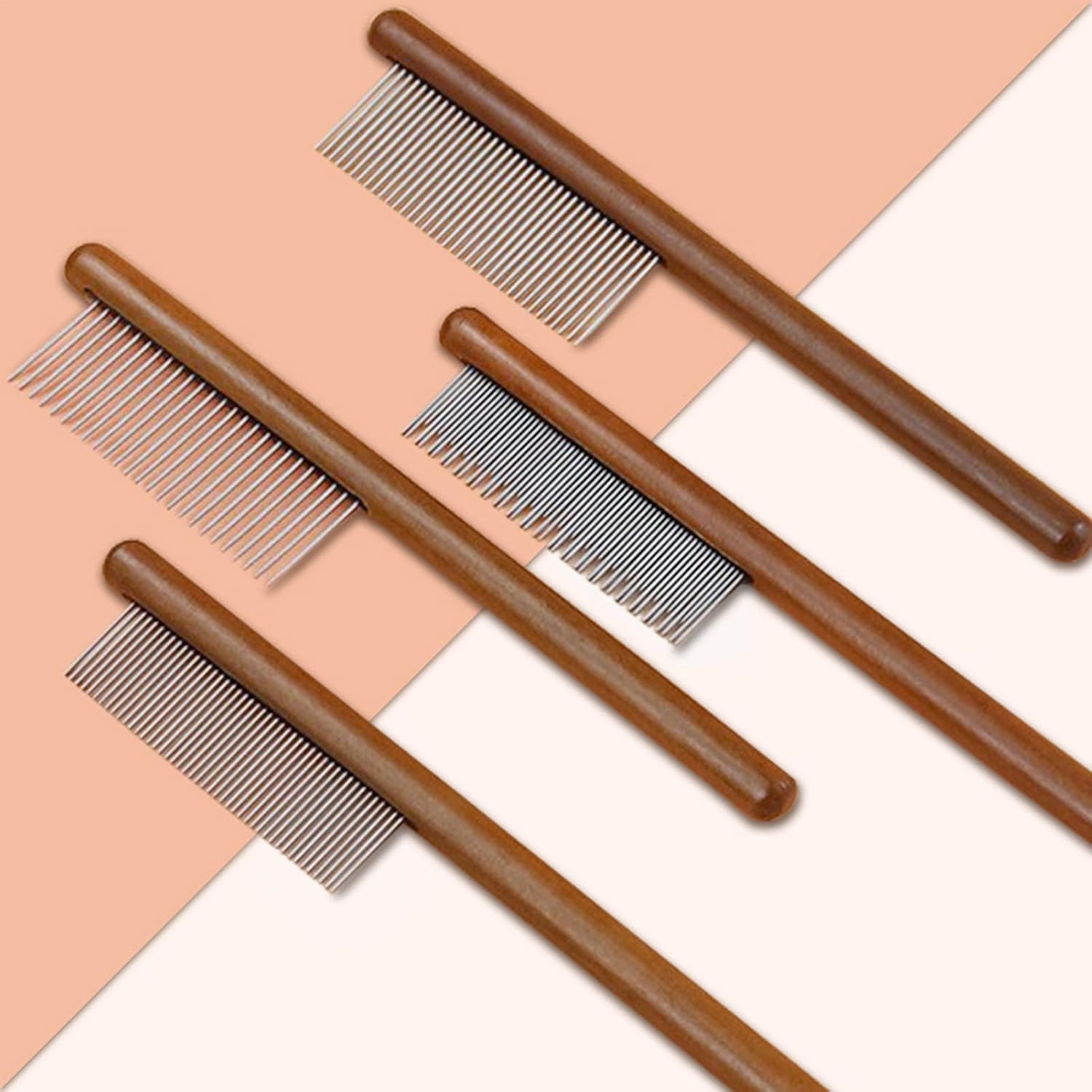 Stainless Steel Fine Tooth Comb - Wide Teeth Single Row Cat Comb, Pet Grooming Comb for Dogs Cats, Head Lice Nit Removal Hair Comb