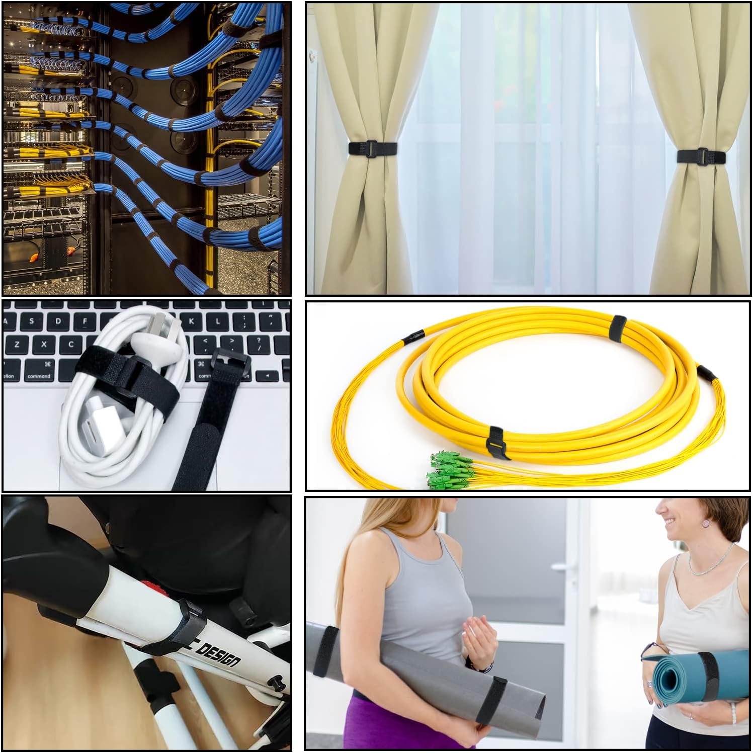 40pcs Reusable Cable Ties - 4 Sizes (6/8/10/12 Inch) - Hook and Loop Cinch Straps for Wire Management - Heavy Duty Cord Organizer & Wire Ties for Electronics, PC, Home & Office