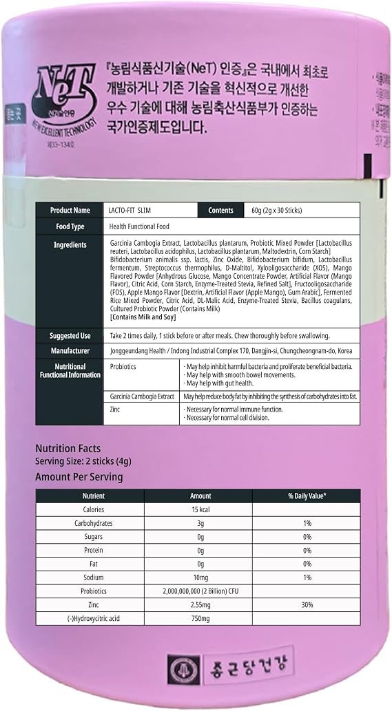 Lacto-Fit Probiotics Slim 2 Billion CFU 2g X 60 Stick Packets