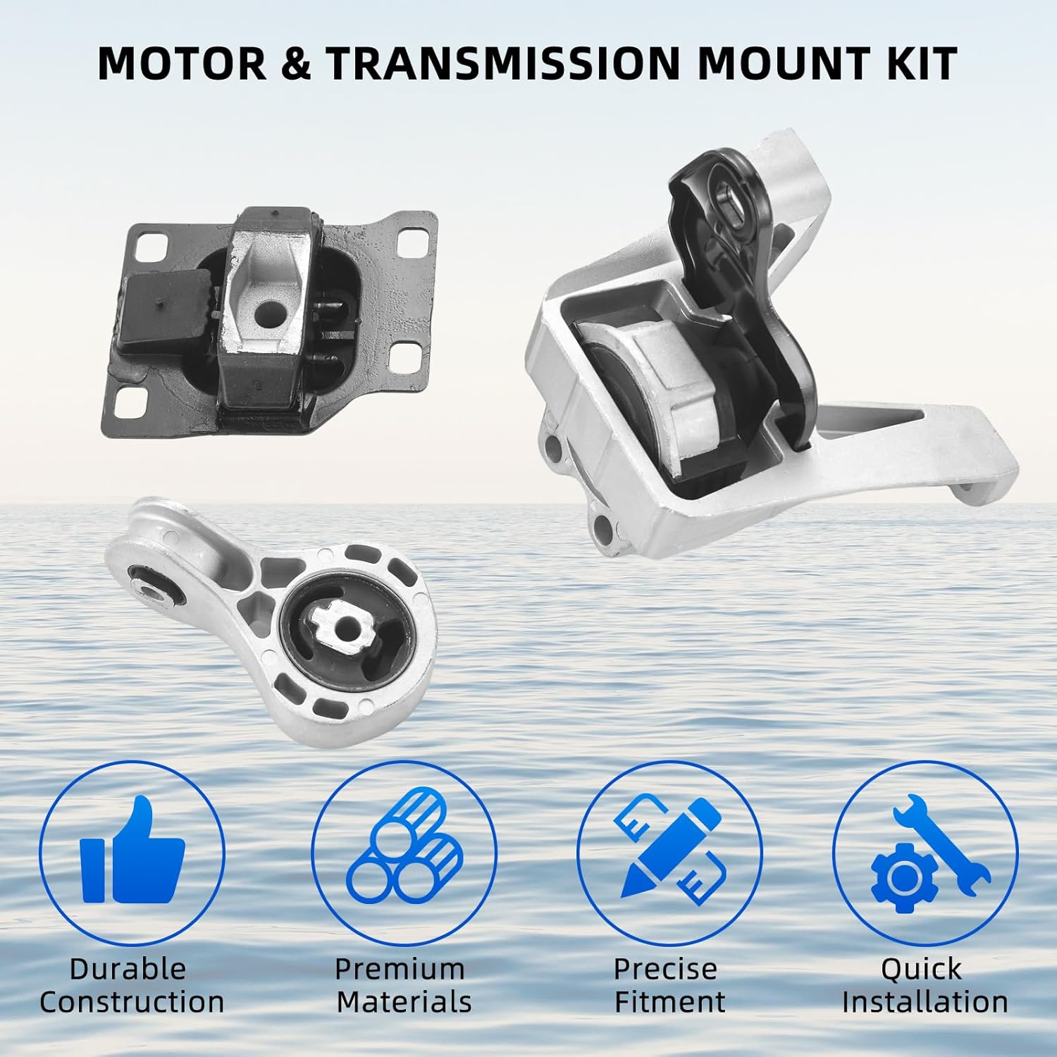 3Pcs Engine Motor Trans Mount Set 2008-2011 for Ford Focus 4 Cyl 2.0L Duratec HE 5S436F012CA 1S4Z7M121PA 8S4Z6068A CS02200 A5495 3482 A2986 2986 EM-2986 A5322 3087