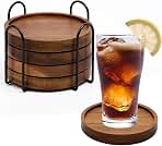 4 Pcs Wood Coasters for Drinks Absorbent, Wooden Coasters...