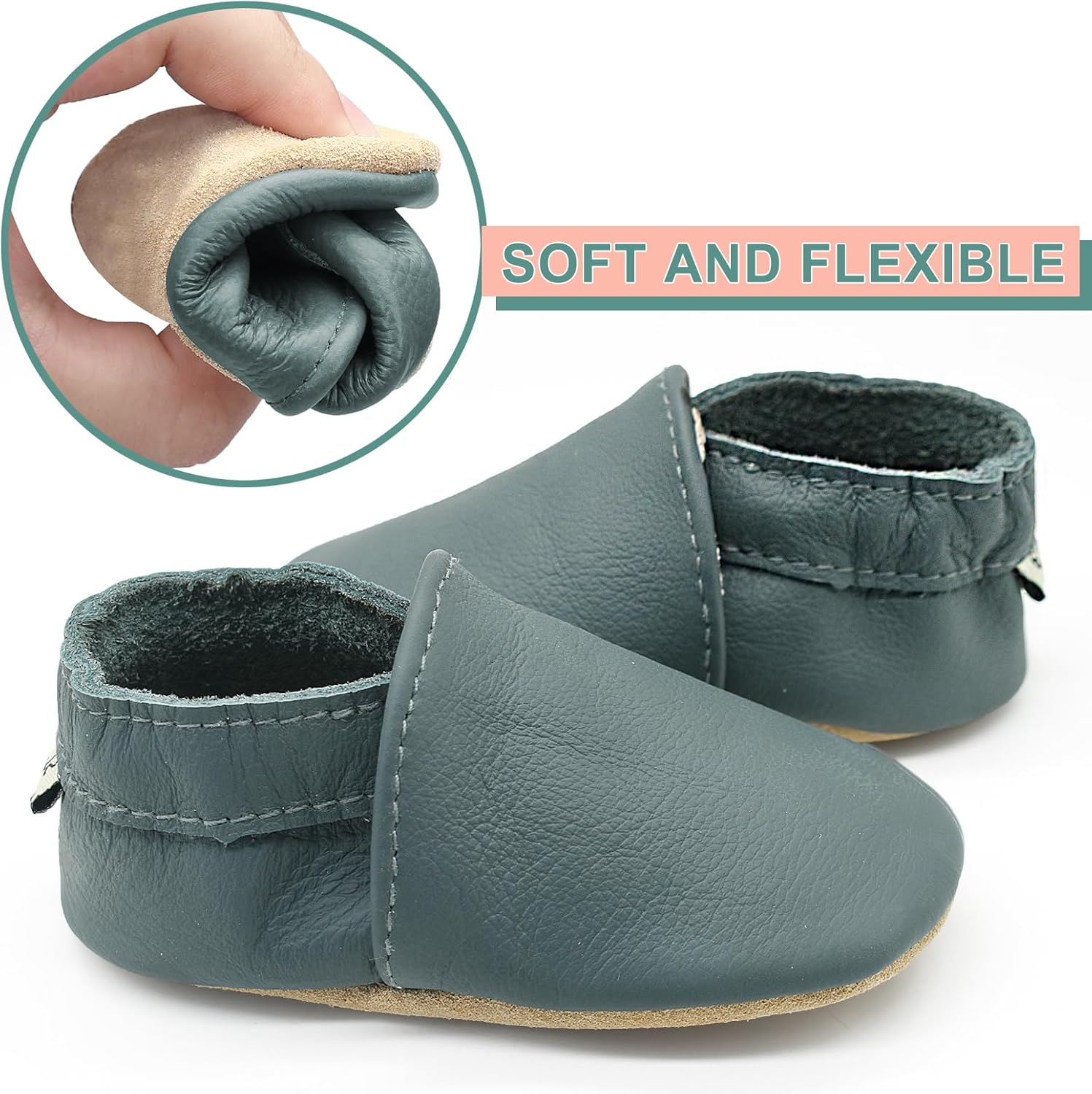 Genuine Leather Baby Booties Soft Sole Toddler Walking Shoes Flexible&Breathable Baby Slippers for First Walkers Boys Girls - Image 5