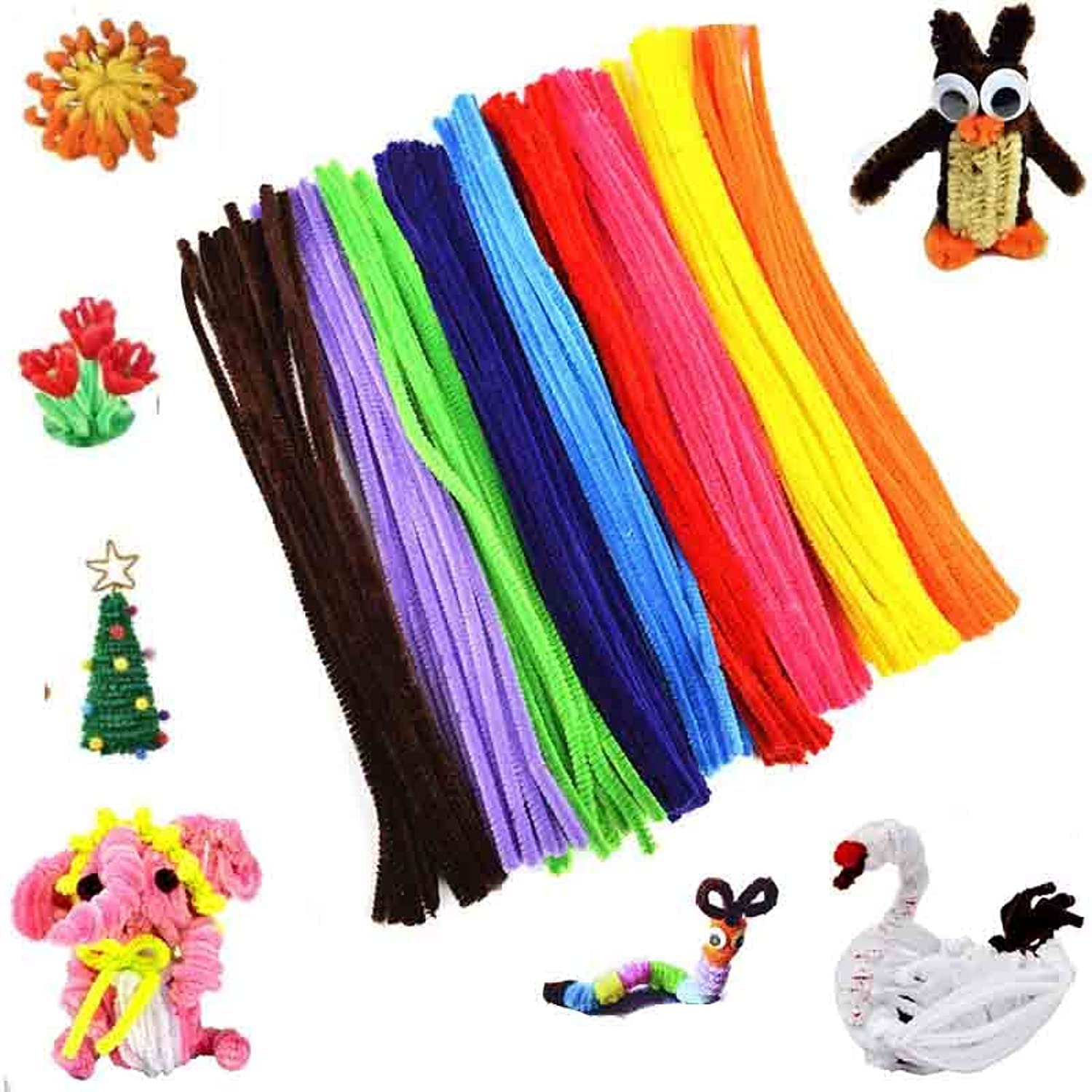 RUQIWEMI Pipe Cleaners 200 PCS Chenille Stems for DIY Art Creative Crafts Project Decorations, for DIY Crafts,Arts,Wedding,Home,Party,Holiday Decoration (10 Colors)