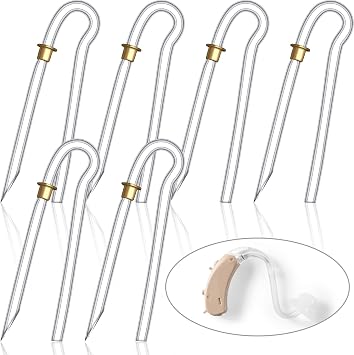 Hearing Aid Tubes Preformed BTE Earmold Tubing 3.5 x 2 mm Hearing Aid Replacement Tube with Gold Lock Hearing Amplifiers Ear Tubes for Hearing Aids6 Pieces