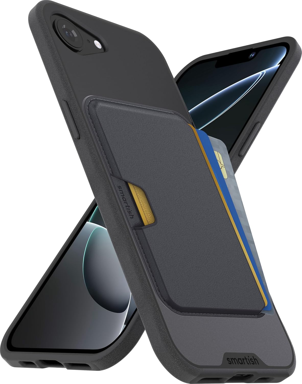 Smartish® iPhone 17e/16e Magnetic Case with MagSafe Wallet - Gripmunk - Magsafe Compatible Thin Grip Cover + Detachable Magnetic Credit Card Holder - Black Tie Affair