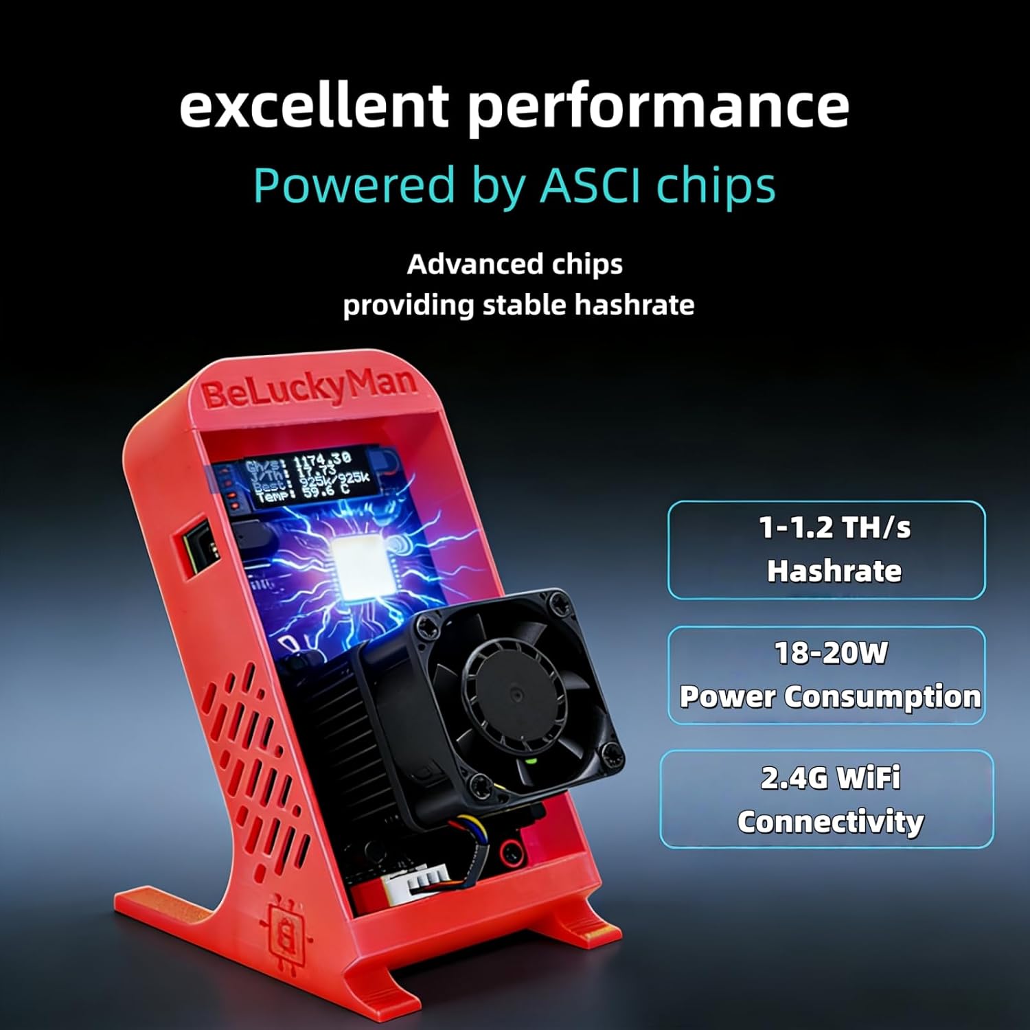 Bitcoins Miner with 1.2TH/S, Bitaxes Gamma 601 Solo Miner with BM1370 Asic Chip, 15W/TH BTC Lottery Crypto Miner with Open-Source System, Bitcoins Mining Machine Silent for Home Use&Educational