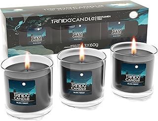 TRINIDa Scented Candles for Men, 45Hrs Votive Candles for Home Scented, 6.3Oz Black Soy Candle Set, Ideal Gifts for Aromatherapy & Relaxing