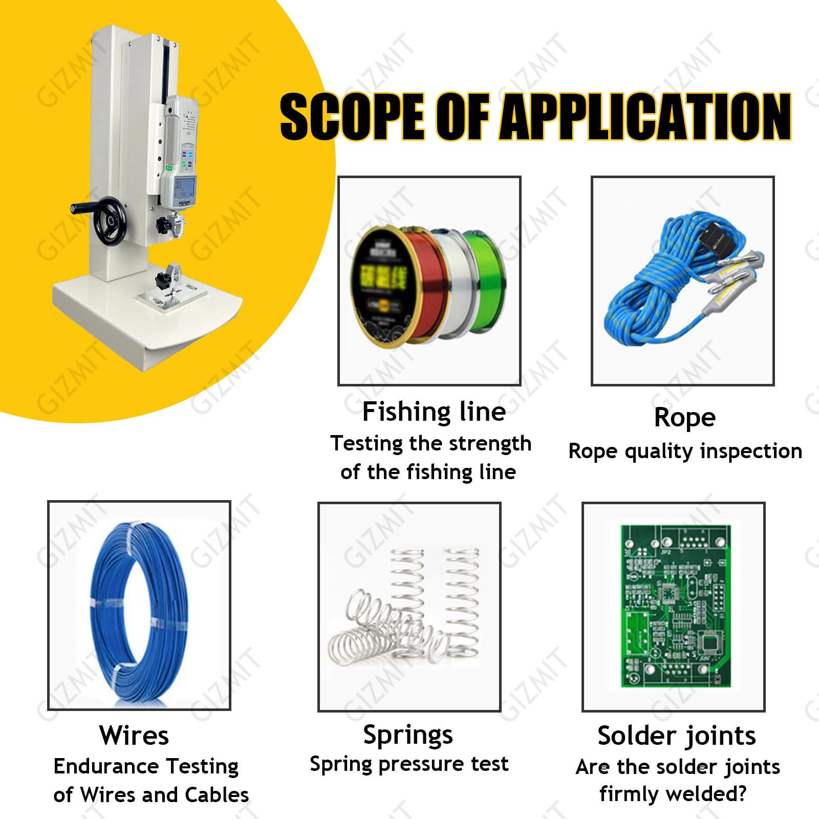 Machine d'essais de Traction et de Compression, Machine d'essais de Traction multifonctionnelle, Banc d'essai à Base dynamométrique à vis, permettant Une Course étendue 2000N+Scale