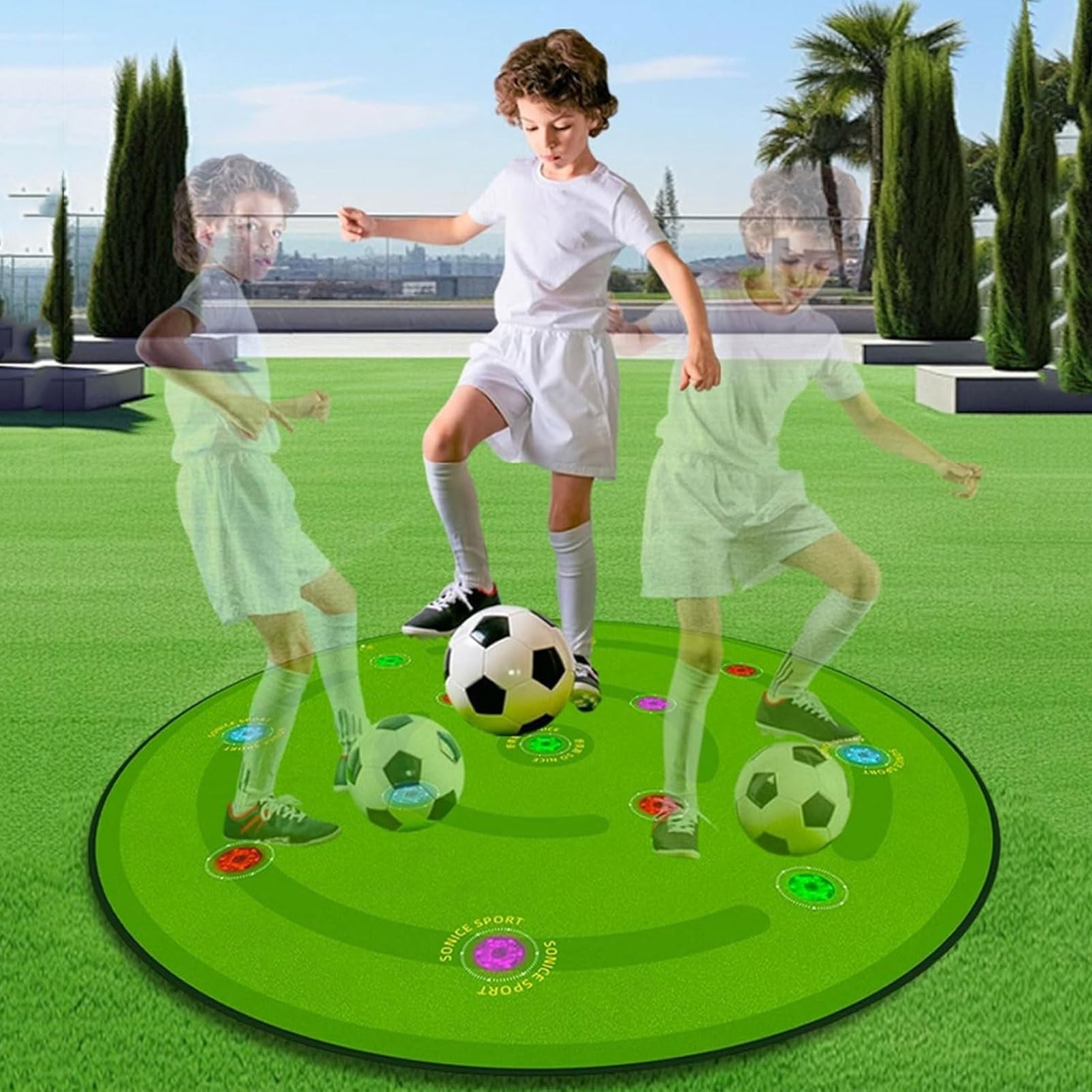 Tapis de football avec 13 lumières de réaction et autonomie de 20h