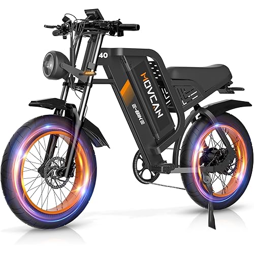 Movcan V40 Electric Bike, 48V 25Ah Removable Battery 20” Fat Tire Dirt Bike, 1500W Motor 35MPH Top Speed 120 Miles Range Electric Motorcycle, 7 Speed Dual Hydraulic Brake Electric Bike for Adults