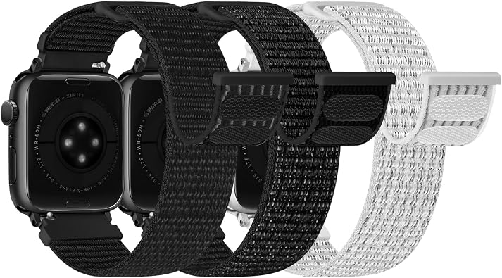 Bcuckood Nylon Sport Bands Compatible with Apple Watch Band 49mm 45mm 46mm 44mm 42mm 41mm 40mm 38mm Women Men, Adjustable Solo Loop Bands for iWatch Series 11 10 9 8 7 6 5 4 3 SE Ultra 2 1, 3 Pack