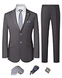 Men’s Slim Fit 2 Piece Suit Set, Stretch & Machine Washable, Single Breasted Business Formal Suit for Office & Wedding Guest